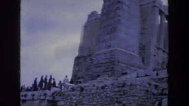 1976: A Group of Tourists Exploring the Ruins of an Ancient Building in Athens