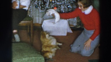 1957: family gathered together having fun on christmas day WHEELING OHIO