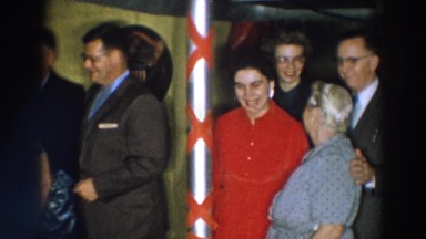 1957: family standing in line for dinner. WHEELING OHIO