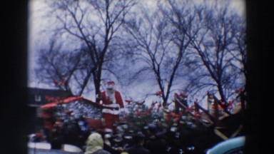 1957: santa greeting families at a community holiday event WHEELING OHIO