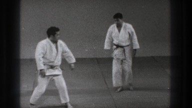 1971: two adult men practice karate techniques TOKYO JAPAN