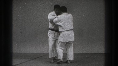 1971: a karate match getting ready to take place. TOKYO JAPAN