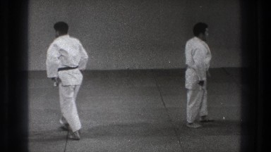 1971: getting ready for a karate match. TOKYO JAPAN