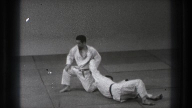1971: a karate match getting ready to take place. TOKYO JAPAN