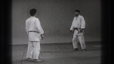 1971: a karate match getting ready to take place. TOKYO JAPAN