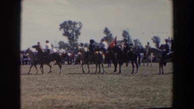 1957: gathering for the rodeo on horseback. WHEELING OHIO