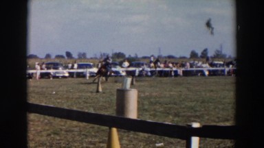 1957: cowboy practicing for a rodeo show. WHEELING OHIO