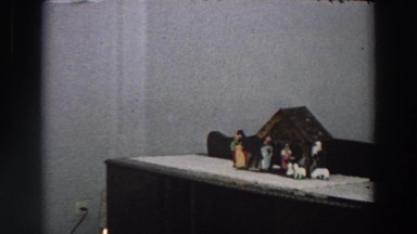 1958: a manger scene on a table at christmastime ITALY