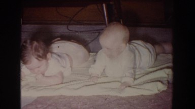 1965: two babies on the living room rug FALLSTON MARYLAND