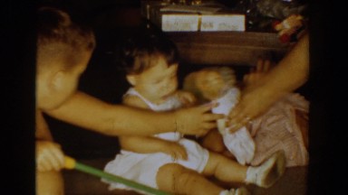 1960: little kids playing with their toys. BEL AIR MARYLAND