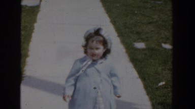 1960: little girl walking down the sidewalk. BEL AIR MARYLAND