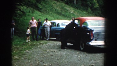 1958: family socializing with the black bear. SOUTH CAROLINA