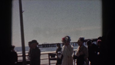 1958: woman walking alongside the boat dock. YORKTOWN VIRGINIA