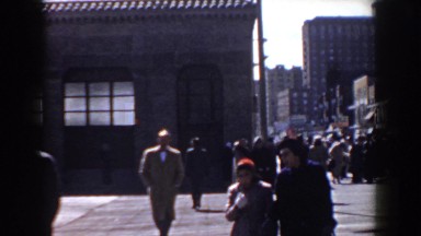 1958: people casually walking on the street. YORKTOWN VIRGINIA