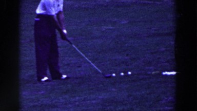1961: Man Practicing Golf Swing in Ridgefield, New Jersey