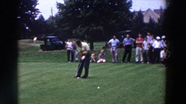 1961: A Man Golfing in Front of a Group of People, Ridgefield, New Jersey