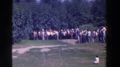 1961: two separate group of people standing outside in a field RIDGEFIELD