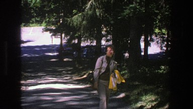 1975: Women Laughing and Walking Down Road in Denmark
