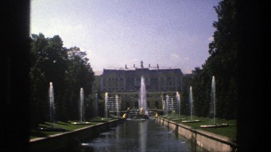 1975: fountains line the canal leading to the government building. DENMARK