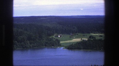1975: Beautiful View of a Lake Located Near a Dense Forest in the Countryside.