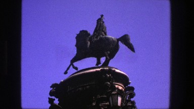 1975: Statue of Native American on Horse and View of Building, Denmark