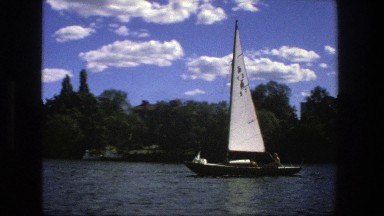1975: sailboat floating on a lake. STOCKHOLM