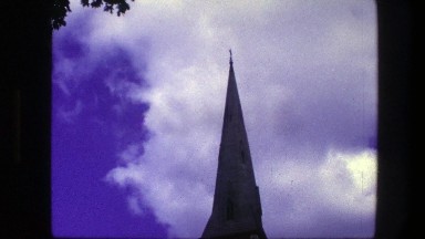 1975: View of a Tall Church Building Standing Alone in Copenhagen