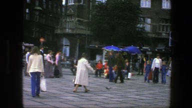 1975: People Walking Around in a City Square Copenhagen