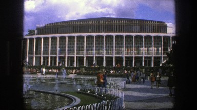 1975: people walking along the waterpark at the stadium. COPENHAGEN