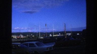 1975: a parking lot next to the highway at daytime COPENHAGEN