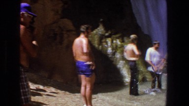 1969: a group of people swimming at a waterfall UTAH