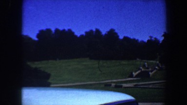 1964: view of the park and waterfall ascending toward the clubhouse. SAINT LOUIS