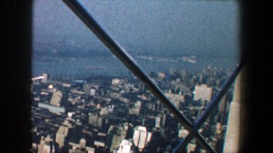 1960: view of a city from a skyscraper window. NEW YORK CITY