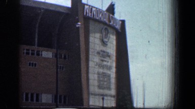 1961: view of memorial stadium from the window of a moving car BALTIMORE