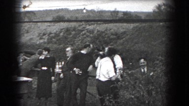 1938: Group of People Gathered Around Tables Outside Reading, Pennsylvania