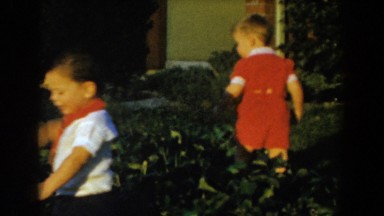 1962: Young Children Playing in Garden with Daddy, Glendale, California