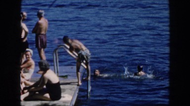 1960: children playing around a lake. BRIGHTON, MICHIGAN