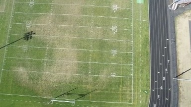 360 of football field, exploring sporting event location, checking out field