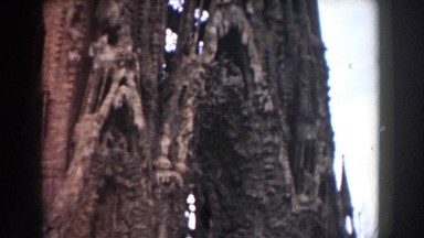 1959: View of a Tall Stone Landmark in Barcelona Spain