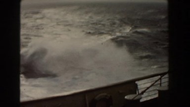1959: the waves are frightening on a stormy day during the boat trip