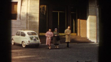 1959: Random People Walking in a Parking Lot, Barcelona Spain