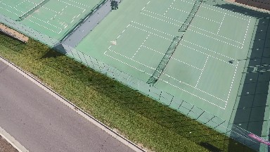 a diagram of a tennis court with light poles and a fence around it COLORADO
