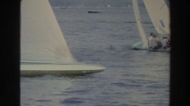1966: view of many sailboats on a lake. WISCONSIN
