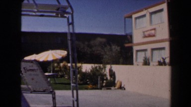 1958: quiet summer day poolside at a hotel. LAS VEGAS