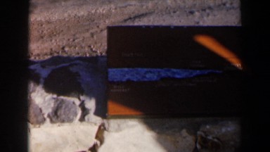 1960: the shade of a human being on a wooden object place on the wall ISRAEL
