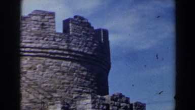 1963: street view of a european castle. NIAGARA FALLS