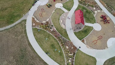 the aerial view of an area having a beautiful building and premises COLORADO