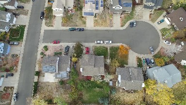 stabilized footage taken by drone of neighborhood street COLORADO