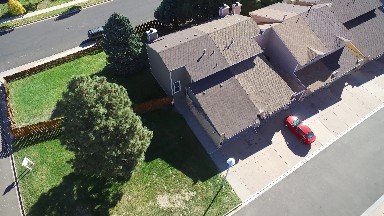 airplane viewing of a normal looking town. COLORADO