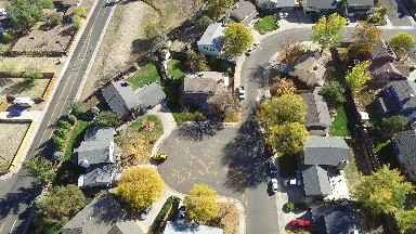 fly over of a typical suburban neighborhood COLORADO